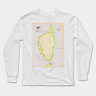 Illustrated map of Corsica Long Sleeve T-Shirt